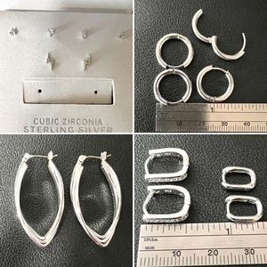 Lot of genuine.925 Sterling Silver and Cubic Zirconia hoops and posts